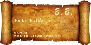 Berki Balázs névjegykártya